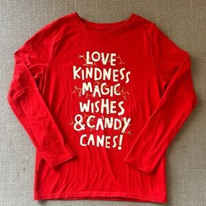 Cat & Jack Girls Red Long Sleeve Christmas Holiday Graphic T Shirt Size M (7/8)